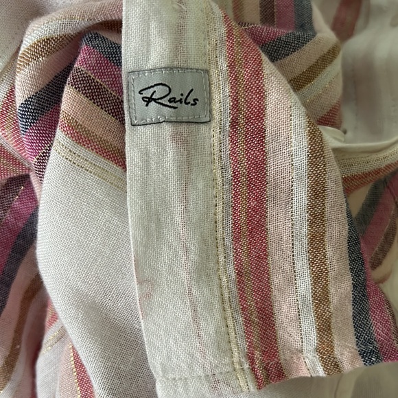 Rails Charli Jewel Stripe Metallic Gold Button Down Shirt - S - Picture 11 of 16
